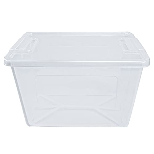 92 Quart Plastic Storage Bins Waterproof, Utility Tote Organizing Container Box with Buckle Down Lid, Collapsible Clear Plastic Storage Box, for Toys Clothes and Bedding, 1 pack, Transparent