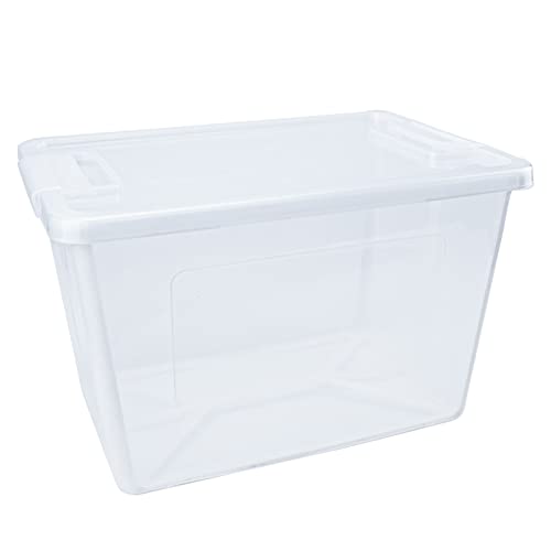 92 Quart Plastic Storage Bins Waterproof, Utility Tote Organizing Container Box with Buckle Down Lid, Collapsible Clear Plastic Storage Box, for Toys Clothes and Bedding, 1 pack, Transparent