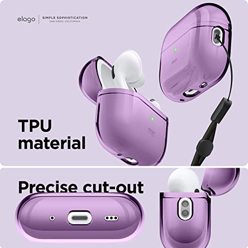 elago Compatible with AirPods Pro 2nd Generation Case Clear with Lanyard - Compatible with AirPods Pro 2 Case, Protective Cover, Shockproof, Wireless Charging, Reduced Yellowing [Deep Purple]