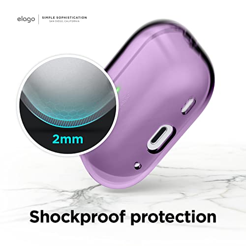 elago Compatible with AirPods Pro 2nd Generation Case Clear with Lanyard - Compatible with AirPods Pro 2 Case, Protective Cover, Shockproof, Wireless Charging, Reduced Yellowing [Deep Purple]