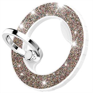 magnetic phone ring holder for magsafe, datimira glitter magnet grip finger ring kickstand, compatible with iphone 14 plus 13 12, pro, pro max, mini, mag safe accessories,starlight