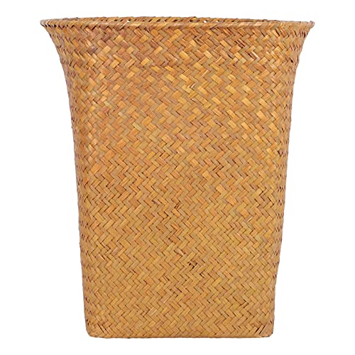 Zerodeko Baskets Wicker Waste Basket Woven Trash Can Straw Garbage Bin Rattan Rubbish Container Rustic Storage Basket Laundry Hamper Flower Pot for Kitchen Home Office (Light Brown) Storage Cubes