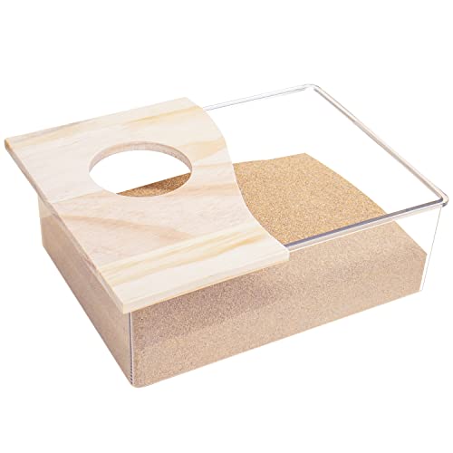 LUVCOSY Hamster Sand Bath Kit = Bath Sand + Sand Bath Box, Acrylic Critter's Dust Sand Bathroom, Desert Sand Container, Habitat Accessories for Mice, Gerbils, Reptile & Small Animals