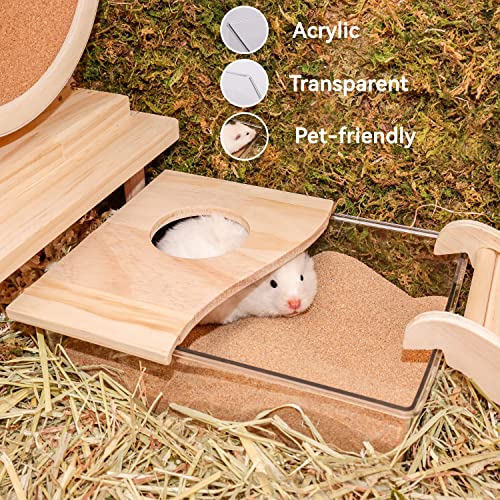 LUVCOSY Hamster Sand Bath Kit = Bath Sand + Sand Bath Box, Acrylic Critter's Dust Sand Bathroom, Desert Sand Container, Habitat Accessories for Mice, Gerbils, Reptile & Small Animals