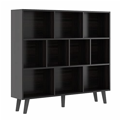 WAHEY Bookcase, 10 Cube Open Storage Display Bookshelf with Legs, HOFB013 (Obsidian Wood, 36.8"x47.2"x9.4")