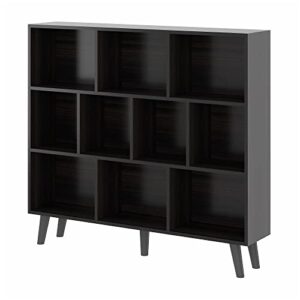 WAHEY Bookcase, 10 Cube Open Storage Display Bookshelf with Legs, HOFB013 (Obsidian Wood, 36.8"x47.2"x9.4")