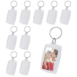 lusofie 10pcs clear photo keyring keychain acrylic photo picture keychains double sided picture holder with split ring for family friend photo crafting gift(2.1inch x 1.57inch)