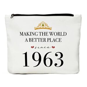 jiuweihu women's 60th birthday gift, women's 60th birthday decoration - 60th birthday gift for friends, wives, sisters, grandmothers, colleagues and aunts - vintage perfect cosmetic bag of 1963