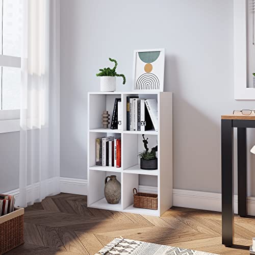 WAHEY Bookcase, 6 Cube Open Storage Organizer Display Bookshelf, HOFB007