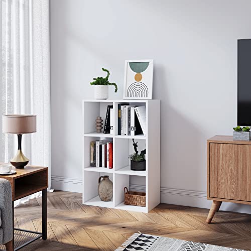 WAHEY Bookcase, 6 Cube Open Storage Organizer Display Bookshelf, HOFB007