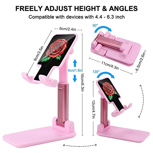 Vinage Red Rose Foldable Desktop Cell Phone Holder Portable Adjustable Stand for Travel Desk Accessories