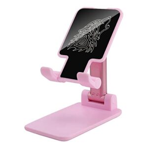 tribal wolf howl foldable desktop cell phone holder portable adjustable stand for travel desk accessories