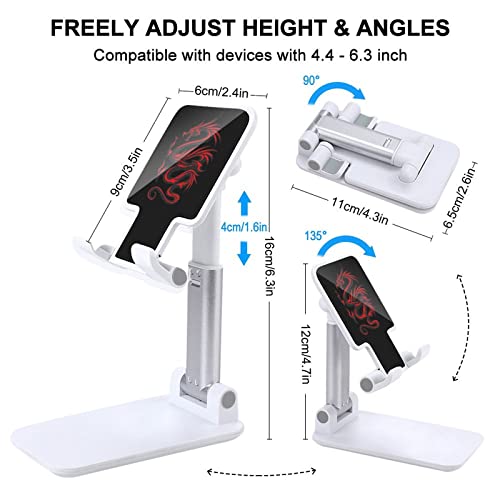 Red Black Dragon Foldable Desktop Cell Phone Holder Portable Adjustable Stand for Travel Desk Accessories