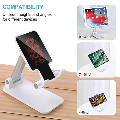 Red Black Dragon Foldable Desktop Cell Phone Holder Portable Adjustable Stand for Travel Desk Accessories