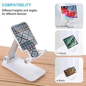 African Aztec Tribal Stripe Foldable Desktop Cell Phone Holder Portable Adjustable Stand for Travel Desk Accessories