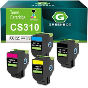 greenbox remanufactured cs410dn toner cartridge replacement for lexmark 70c1hk0 70c1hc0 70c1hm0 70c1hy0 high yield for lexmark cs310dn cs410dn cs310n cs310 cs510de cs410n cs410dtn printer (4 pack)