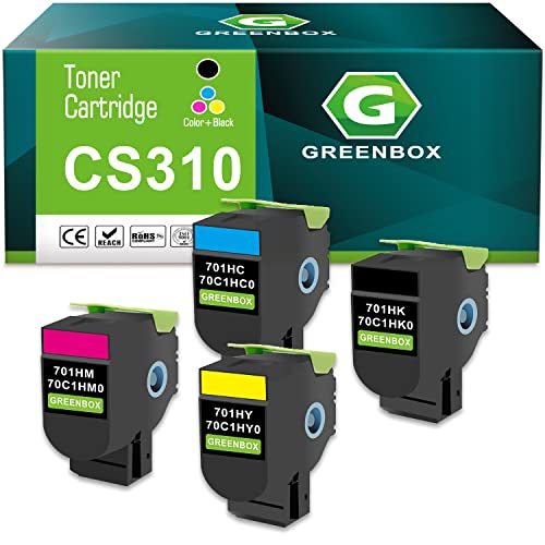 GREENBOX Remanufactured CS410DN Toner Cartridge Replacement for Lexmark 70C1HK0 70C1HC0 70C1HM0 70C1HY0 High Yield for Lexmark CS310dn CS410dn CS310n CS310 CS510de CS410n CS410dtn Printer (4 Pack)