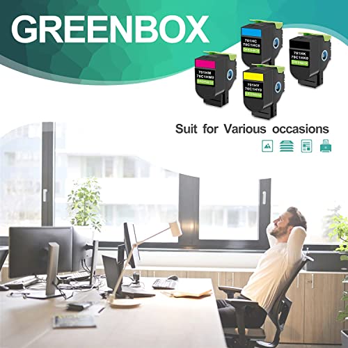 GREENBOX Remanufactured CS410DN Toner Cartridge Replacement for Lexmark 70C1HK0 70C1HC0 70C1HM0 70C1HY0 High Yield for Lexmark CS310dn CS410dn CS310n CS310 CS510de CS410n CS410dtn Printer (4 Pack)