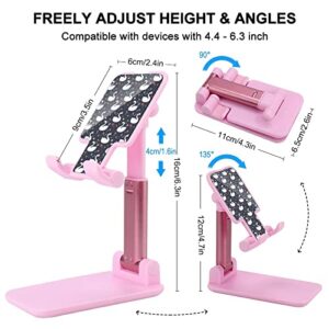 While Swan Foldable Desktop Cell Phone Holder Portable Adjustable Stand for Travel Desk Accessories