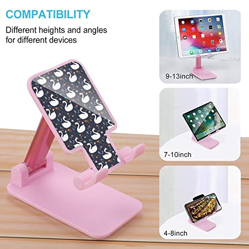 While Swan Foldable Desktop Cell Phone Holder Portable Adjustable Stand for Travel Desk Accessories