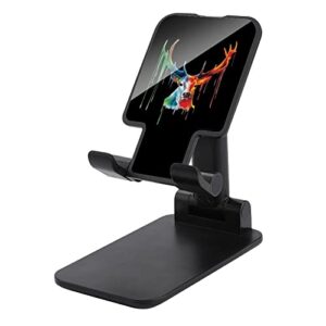 watercolor reindeer foldable desktop cell phone holder portable adjustable stand for travel desk accessories
