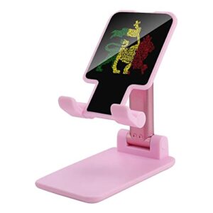 rasta lion - one love foldable desktop cell phone holder portable adjustable stand for travel desk accessories