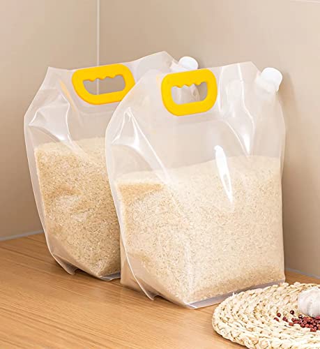 Cereal Containers Storage, 6pcs Airtight Food Storage Containers With Lids and Funnel Large Reusable Clear Food Storage Bags Stand Up Grain Moisture-Proof Sealed Bag for Rice Flour Kitchen Grain