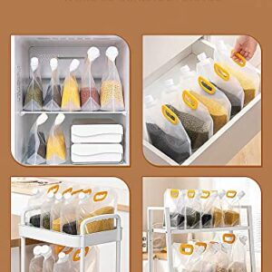 Cereal Containers Storage, 6pcs Airtight Food Storage Containers With Lids and Funnel Large Reusable Clear Food Storage Bags Stand Up Grain Moisture-Proof Sealed Bag for Rice Flour Kitchen Grain