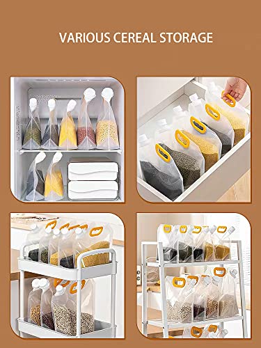 Cereal Containers Storage, 6pcs Airtight Food Storage Containers With Lids and Funnel Large Reusable Clear Food Storage Bags Stand Up Grain Moisture-Proof Sealed Bag for Rice Flour Kitchen Grain