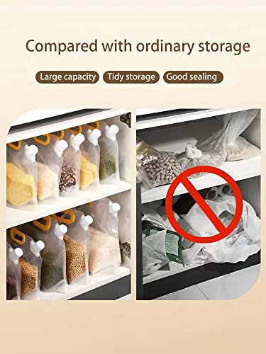 Cereal Containers Storage, 6pcs Airtight Food Storage Containers With Lids and Funnel Large Reusable Clear Food Storage Bags Stand Up Grain Moisture-Proof Sealed Bag for Rice Flour Kitchen Grain