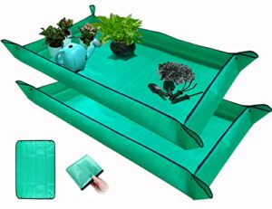 2 pcs plant repotting mat for indoor plants, 43" x 29" thickened foldable waterproof plant potting tray and mess control, portable potting mat gardening tray for house plants succulents, extra large