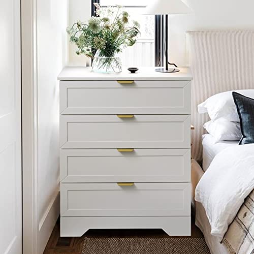 UYIHOME Modern 4 Drawer Dresser, 37inch Tall Dresser Chest with Large Drawer, Wood Nursery Dresser Storage Cabinet Organizer Unit for Bedroom, Closet, Living Room, Cloakroom, Entryway, White