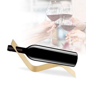 Jauarta Wine Rack Unique S Shaped Wine Storage Rack, Stainless Steel Metal Red Wine Storage Holder, Wine Shelf Stand for Bar Counter Decoration(Gold)