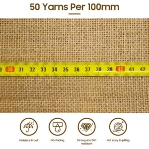 Natural Burlap Fabric Roll, 63in X 16.4ft Jute Fabric by The Yard, Tree Trunk Protector Rose Bush Plant Covers Burlap Tree Wraps for Winter, DIY Crafts, Christmas, Home, Wedding Decorations