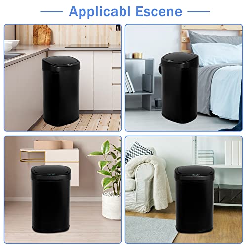 Trash Can 13 Gallon Trash Can Kitchen Automatic, Motion Sensor & Touch-Free, Brushed Stainless Steel Trash Can with Lid, Mute Designed, High-Capacity Touchless Garbage Can Waste Bin for Home Office