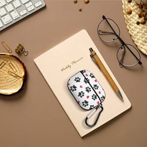 Women's Full Protective Plastic Case Compatible with AirPods Pro Case Cover with Keychain, Cute Headphone Case Skin Accessories Love Heart and Footprint Paw Print, Front LED Visible