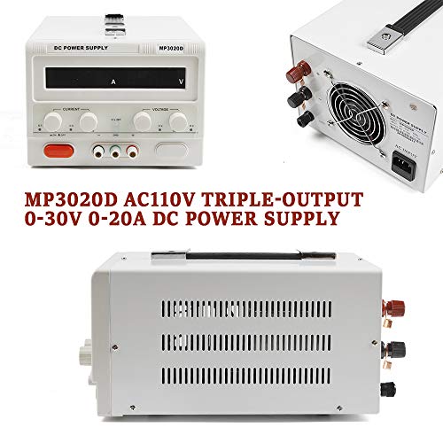 DC Power Supply, MP3020D 0-30V 0-20A Digital LED Regulated Variable Lab DC Bench Power Supply Adjustable Forced Air Cooling with Power Line