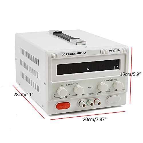 DC Power Supply, MP3020D 0-30V 0-20A Digital LED Regulated Variable Lab DC Bench Power Supply Adjustable Forced Air Cooling with Power Line