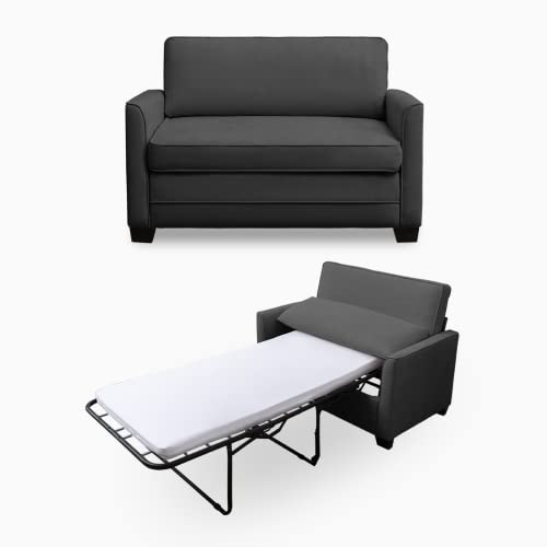 linor Pull Out Sofa Bed,2-in-1 Sleeper Sofa with Folding Foam Mattress, Modern Sofa Sleeper, Pull Out Couch Sofa Bed for Small Space/Living Room/Apartment (Dark Grey, Single)