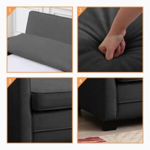 linor Pull Out Sofa Bed,2-in-1 Sleeper Sofa with Folding Foam Mattress, Modern Sofa Sleeper, Pull Out Couch Sofa Bed for Small Space/Living Room/Apartment (Dark Grey, Single)