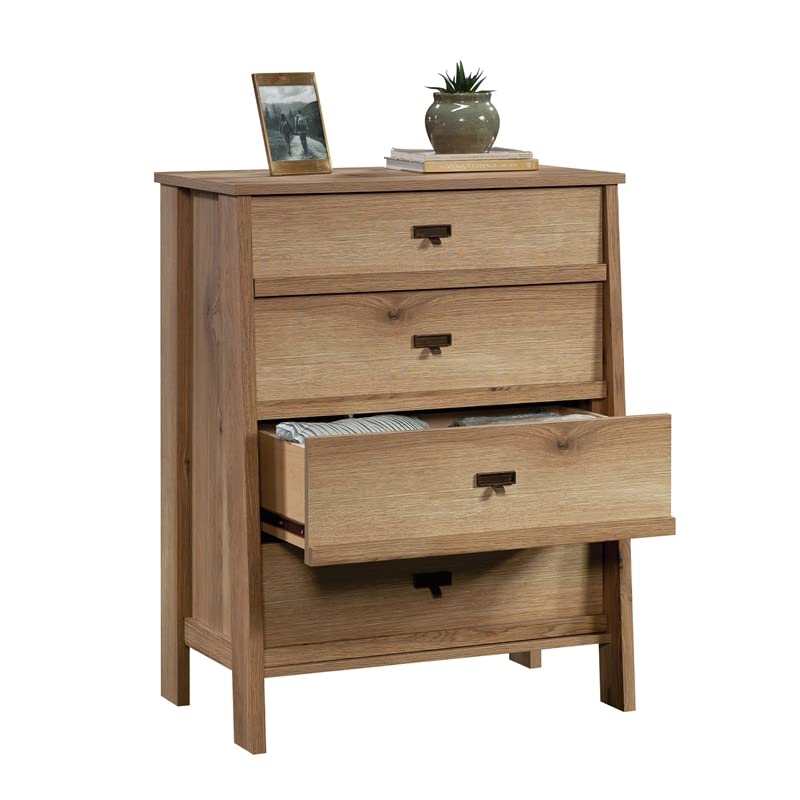 Sauder Trestle Engineered Wood 4-Drawer Chest in Timber Oak Finish