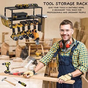 Power Tool Organizer Wall Mount with 5 Drill Holders, Heavy Duty Metal Garage Storage for Tools, Floating Tool Shelf for Power Tools, Utility Storage Rack for Cordless Drill & Screwdriver (5 Holders)