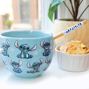 Disney Lilo & Stitch Japanese Ceramic Dinnerware Set | Includes 20-Ounce Ramen Noodle Bowl and Wooden Chopsticks