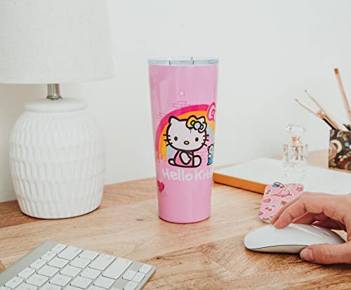 Silver Buffalo Sanrio Hello Kitty Graffiti Rainbow Double-Walled Stainless Steel Travel Tumbler | Holds 22 Ounces