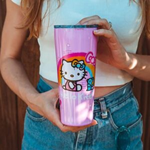 Silver Buffalo Sanrio Hello Kitty Graffiti Rainbow Double-Walled Stainless Steel Travel Tumbler | Holds 22 Ounces