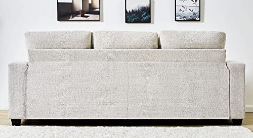 Merluxy Sofa, Deep Seat Sofa-Contemporary Chenille Sofa Couch, 3 Seater Sofa for Living Room-97 Wide Oversized Sofa, Beige Comfy Sofa