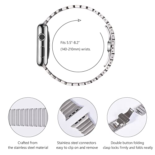NewWays Metal Band Compatible with Apple Watch Ultra 2 Band 49mm Series 9 Series 8 45mm Series 7 44mm 42mm Ultra 49mm, iWatch Ultra SE Series8 7 6 5 4 3 2 1 Stainless Steel Link Bands, Titanium