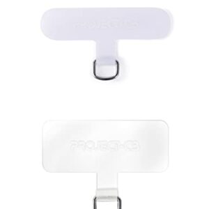 project-cb Phone Tether Tab 2 Pack,Universal Phone Lanyard Patch Without Adhesive,Phone Strap Replacement Part for Cell Phone (White&Clear)