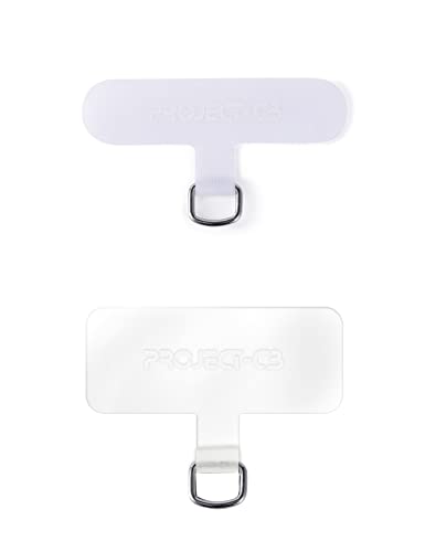 project-cb Phone Tether Tab 2 Pack,Universal Phone Lanyard Patch Without Adhesive,Phone Strap Replacement Part for Cell Phone (White&Clear)