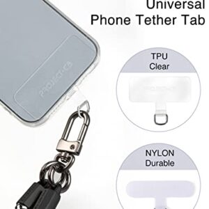 project-cb Phone Tether Tab 2 Pack,Universal Phone Lanyard Patch Without Adhesive,Phone Strap Replacement Part for Cell Phone (White&Clear)